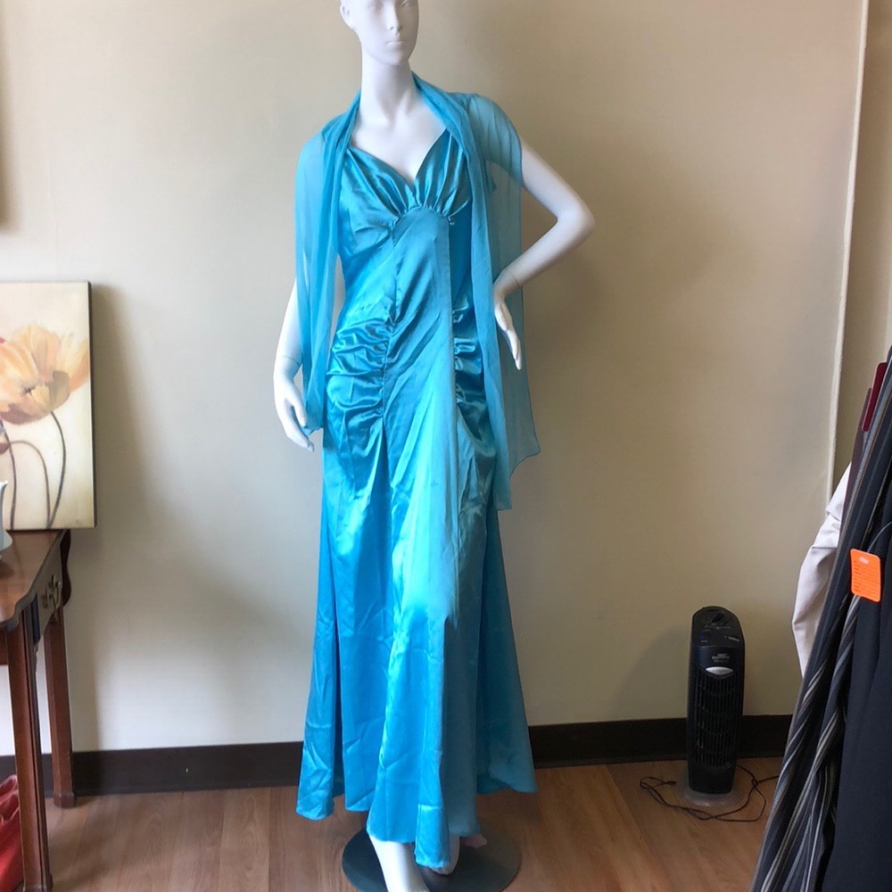 Aqua blue formal dress
